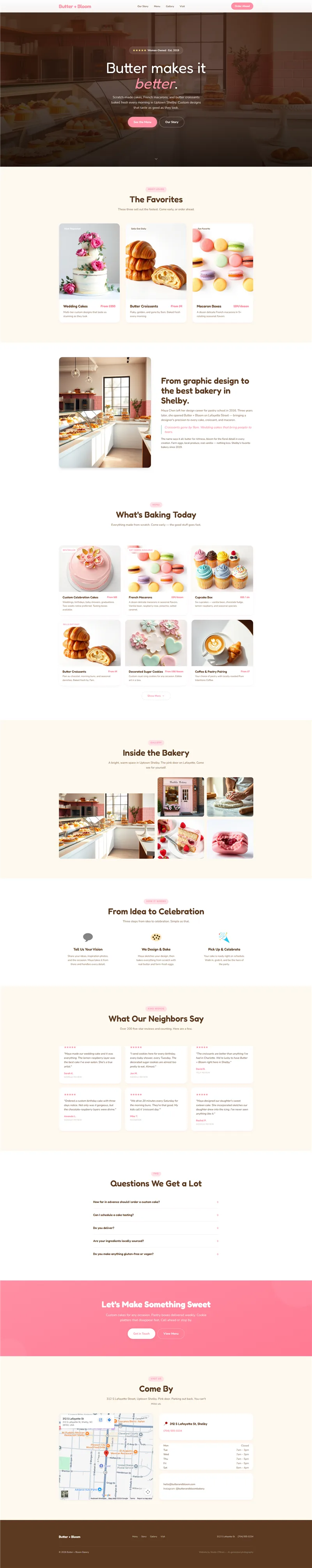 Web development for Butter + Bloom Bakery