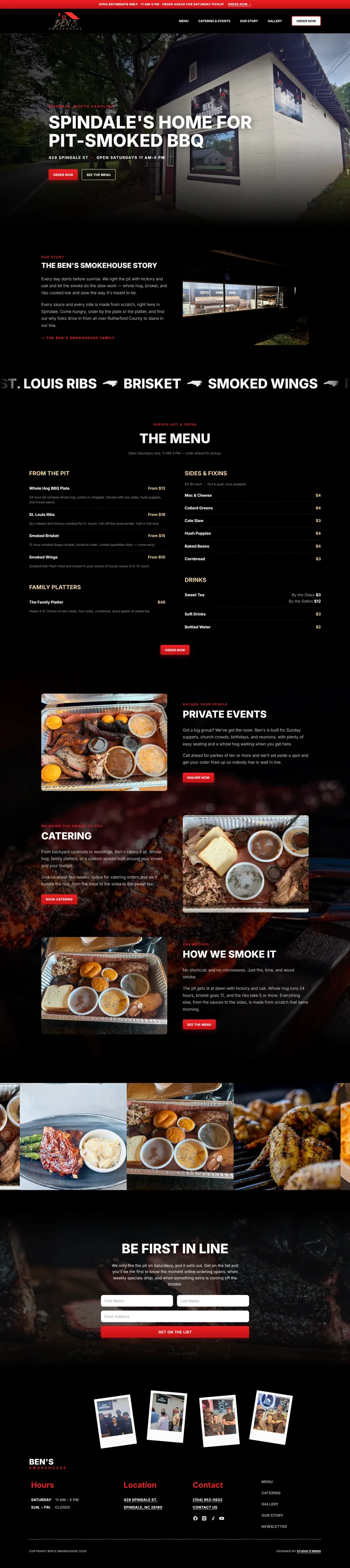 Ben's Smokehouse full website