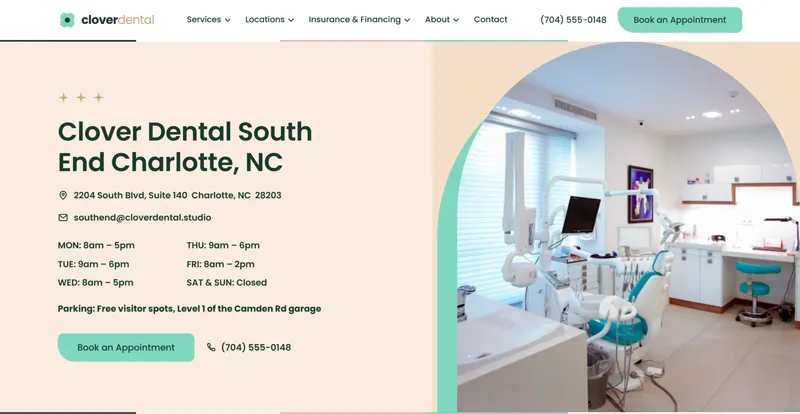 Clover Dental website design by Studio O'Brien