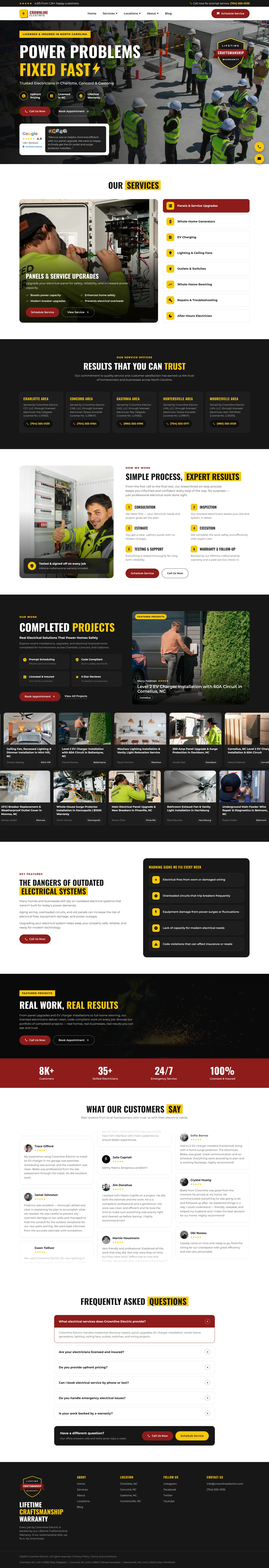 Crownline Electric website scrolling page preview