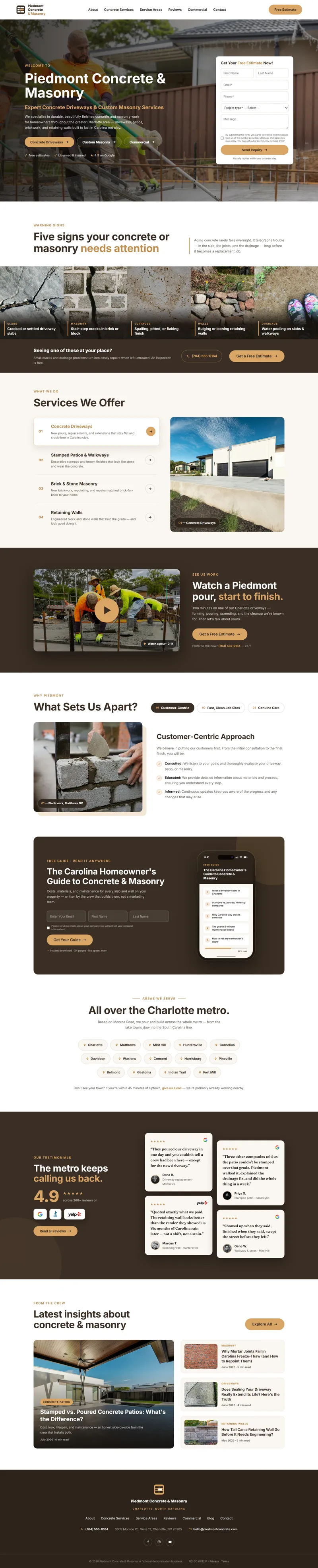 Web development for Piedmont Concrete