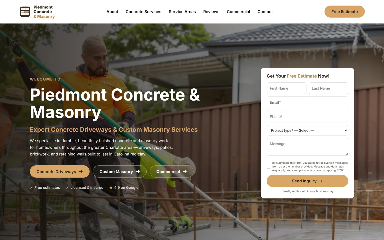 Web development for Piedmont Concrete