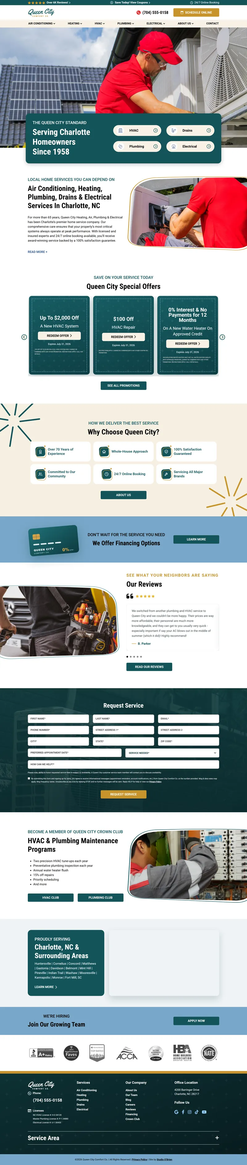 Web development for Queen City Comfort